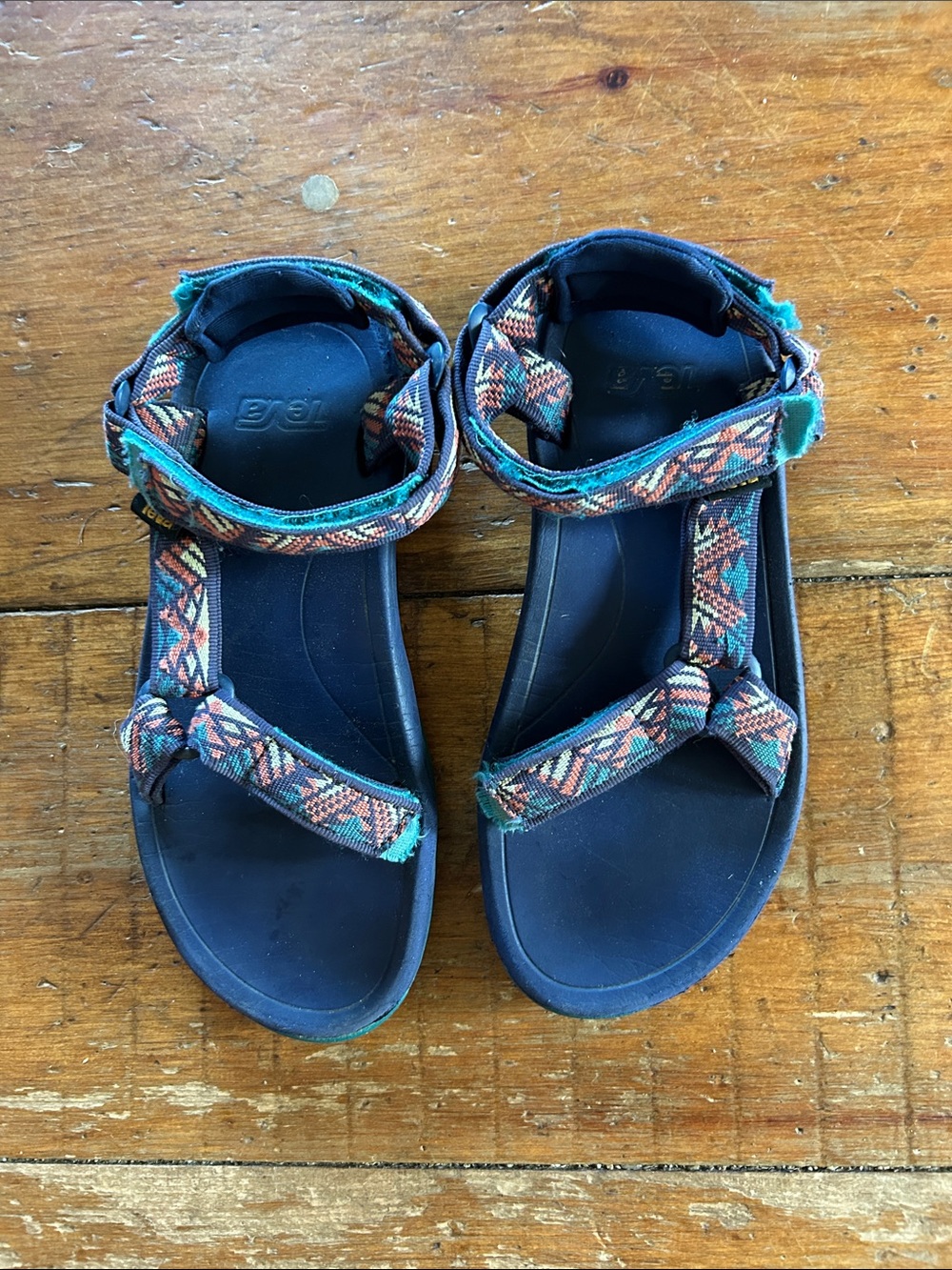 Teva Navy Sandals with Multicolor Aztec Straps